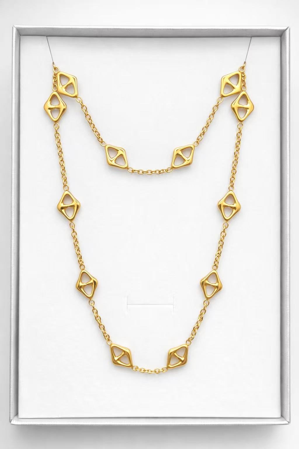 Diamond Crystal Jewelry Set Necklace Bracelet Sparkle 3D Geometric