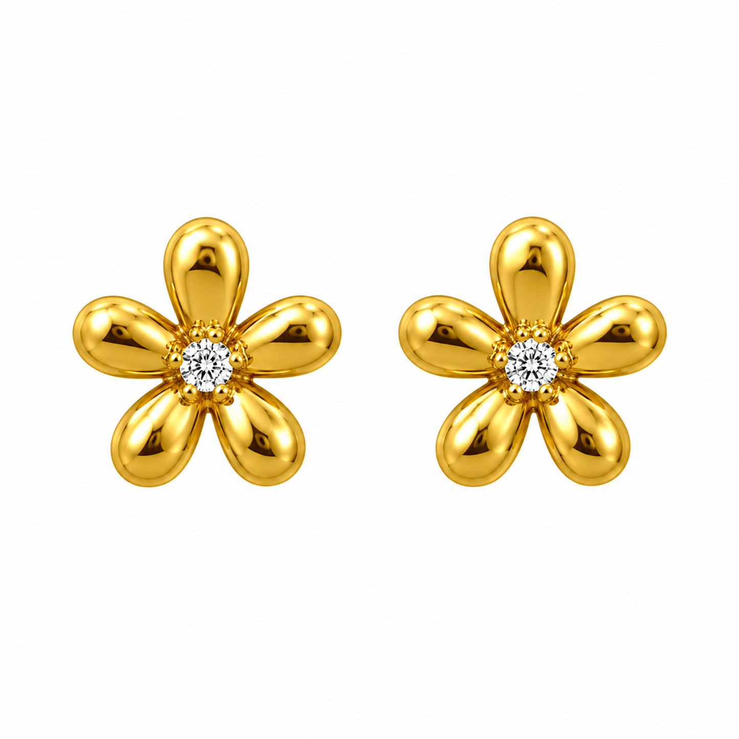 「XINXINIO」ゴールドフラワー スタッドピアス 花 小ぶりで上品 普段  シンプル