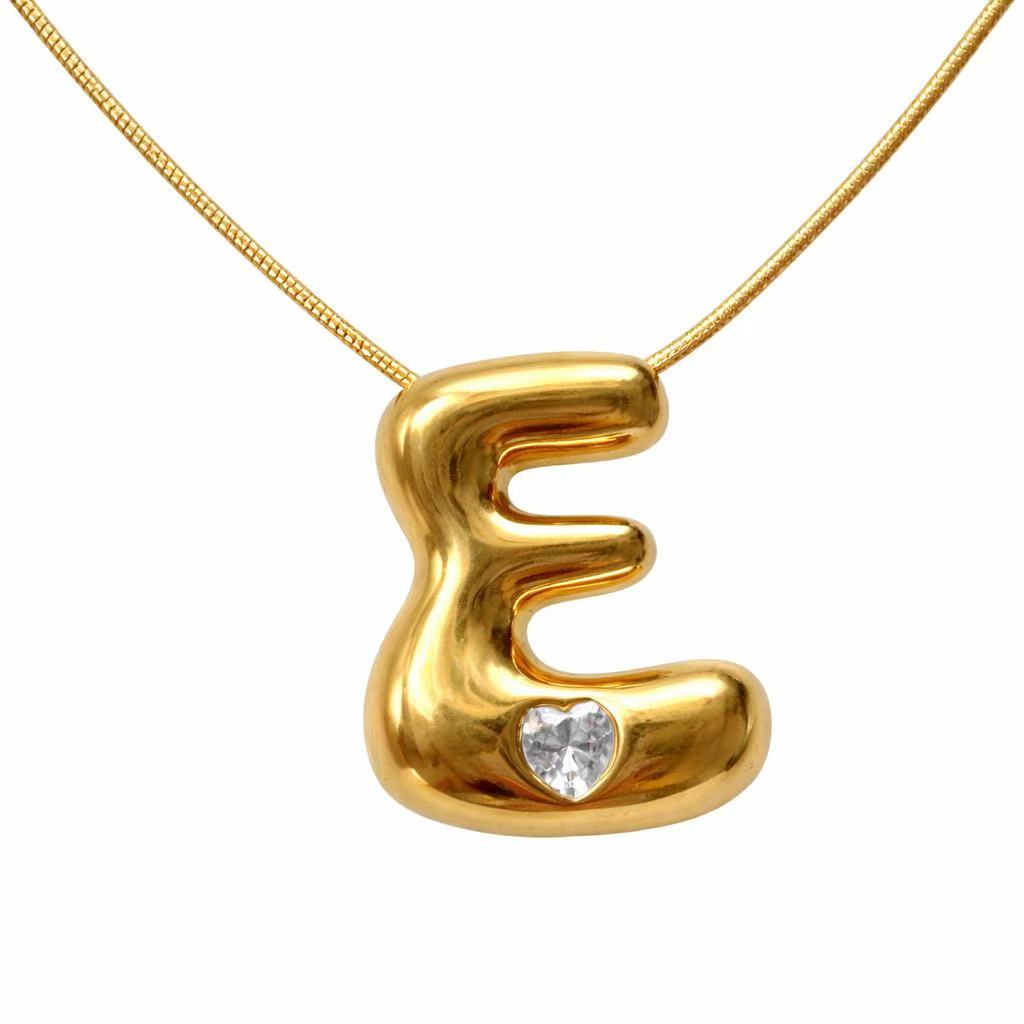 Customizable Initial Gold Ribbon Necklace AZ with Diamonds