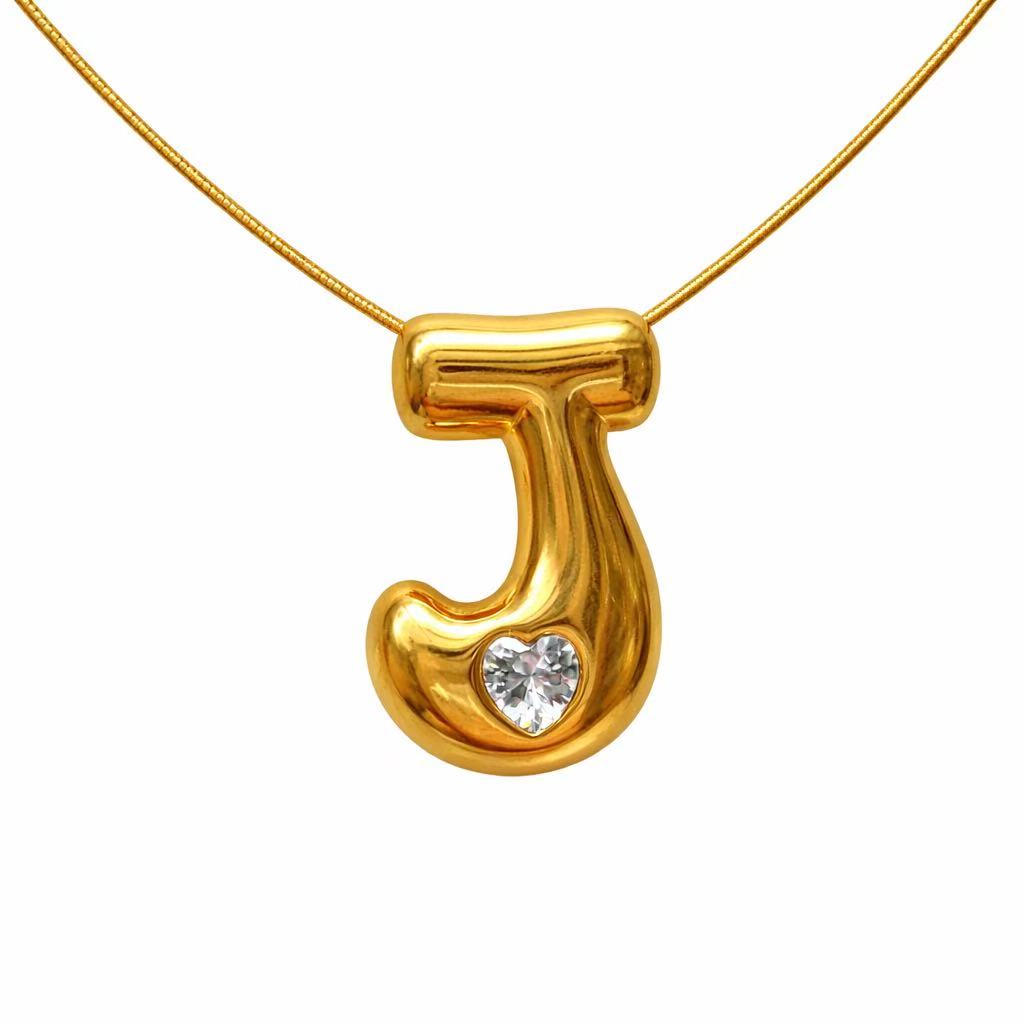 Customizable Initial Gold Ribbon Necklace AZ with Diamonds