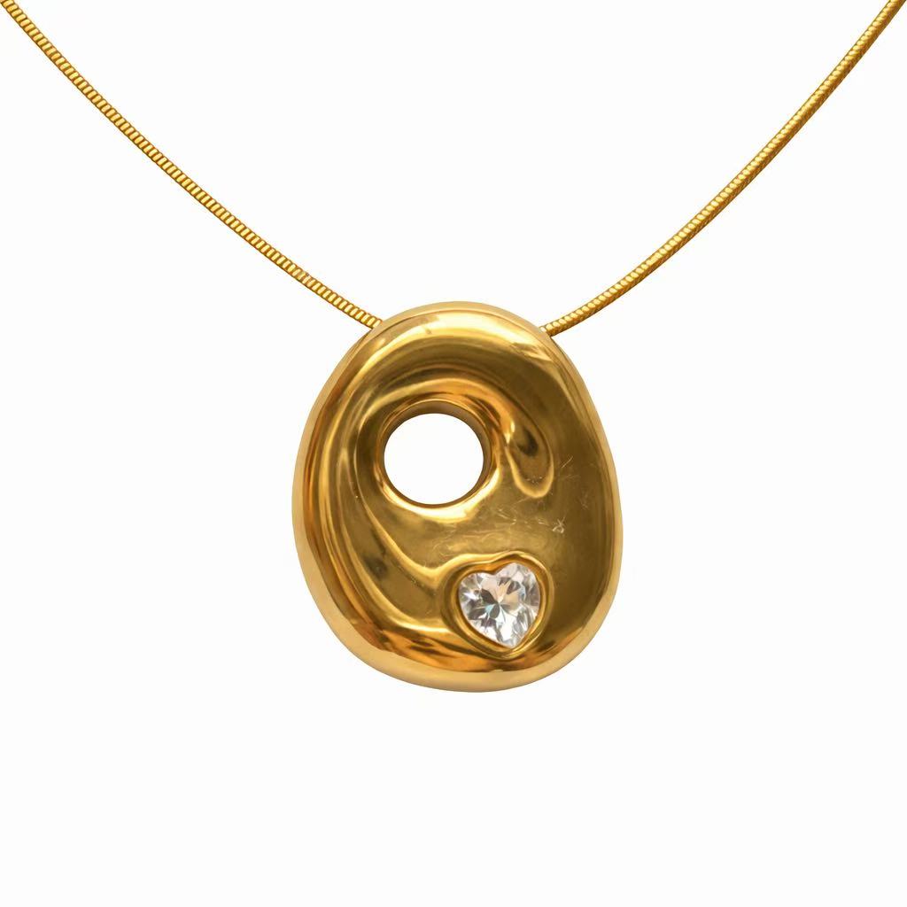 Customizable Initial Gold Ribbon Necklace AZ with Diamonds