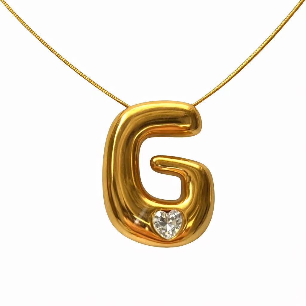 Customizable Initial Gold Ribbon Necklace AZ with Diamonds