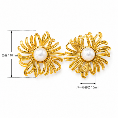 Flower Pearl Earrings - Elegant Gold Design, Gorgeous Beauty