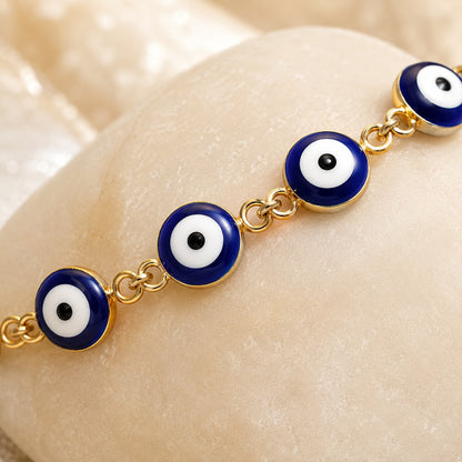 「XINXINIO」イービルアイ ゴールドブレスレット、お守り、幸運、Evil Eye