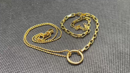 Double ring gold necklace made of stainless steel, circular, 3D design